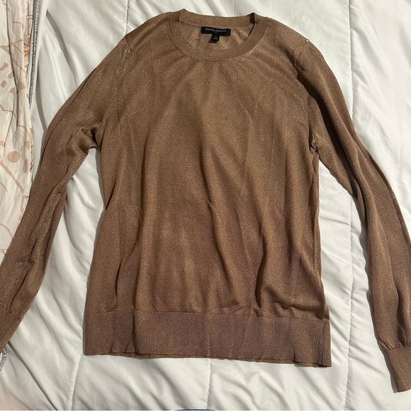 Banana Republic Tops - Banana Republic Shimmery Tan Knit Pullover